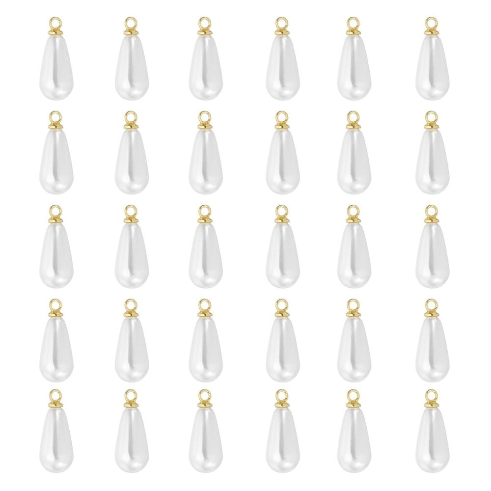 1664 13x7mm Pearl Charm, 100Pcs Pearl Beads Teardrop Faux Pearl Pendant
